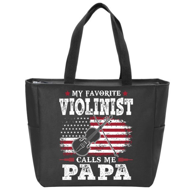 Violinist Call Me Papa Father's Day Zip Tote Bag