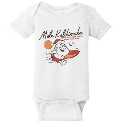 Vintage Cute Mele Kalikimaka Christmas Santa Surfing Costume Baby Bodysuit