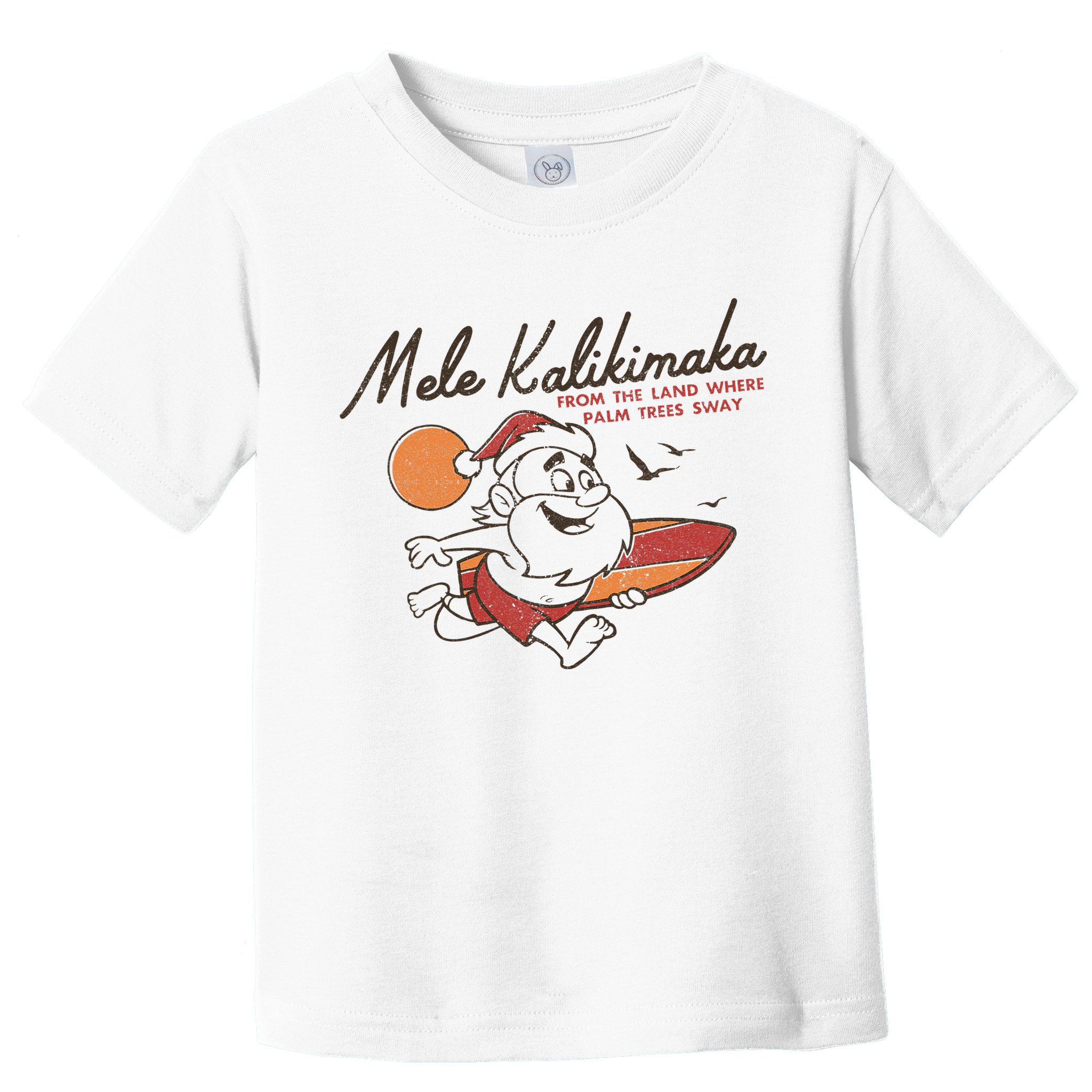 Vintage Cute Mele Kalikimaka Christmas Santa Surfing Costume Toddler T-Shirt