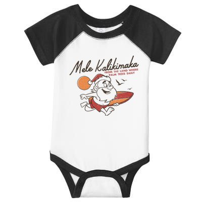 Vintage Cute Mele Kalikimaka Christmas Santa Surfing Costume Infant Baby Jersey Bodysuit