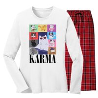 Vintage Cat Music Karma Women's Long Sleeve Flannel Pajama Set 