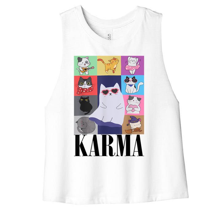 Vintage Cat Music Karma Women's Racerback Cropped Tank