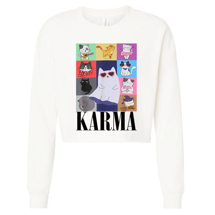 Vintage Cat Music Karma Cropped Pullover Crew