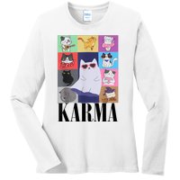 Vintage Cat Music Karma Ladies Long Sleeve Shirt