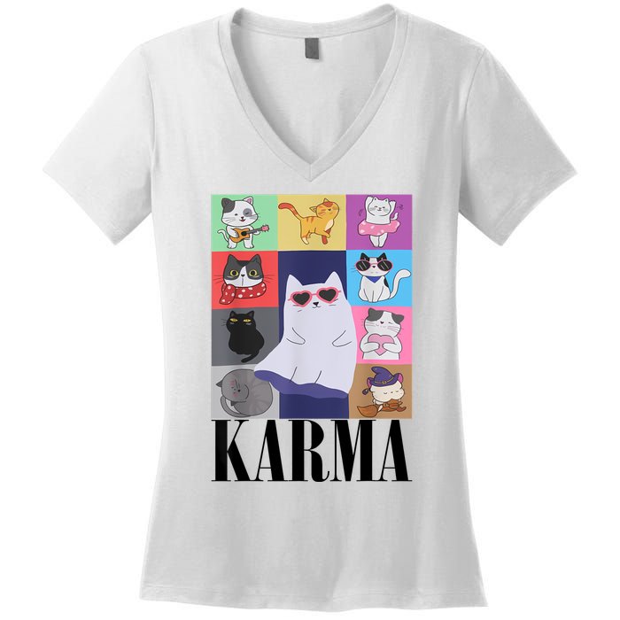 Vintage Cat Music Karma Women's V-Neck T-Shirt