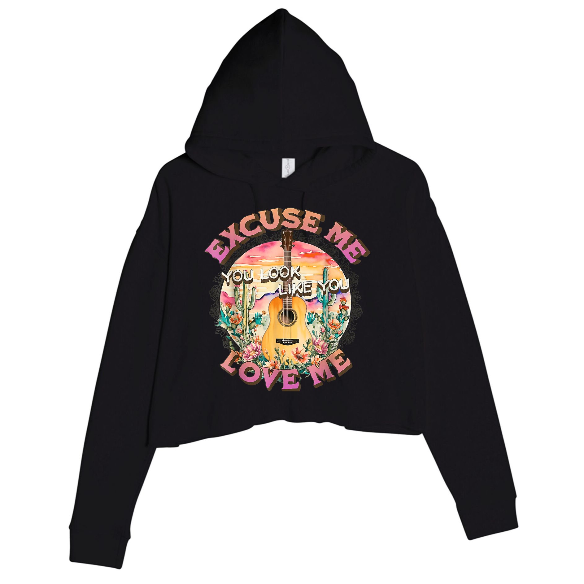 Vintage Country Music Excuse Me You Look Like You Love Me Crop Fleece Hoodie