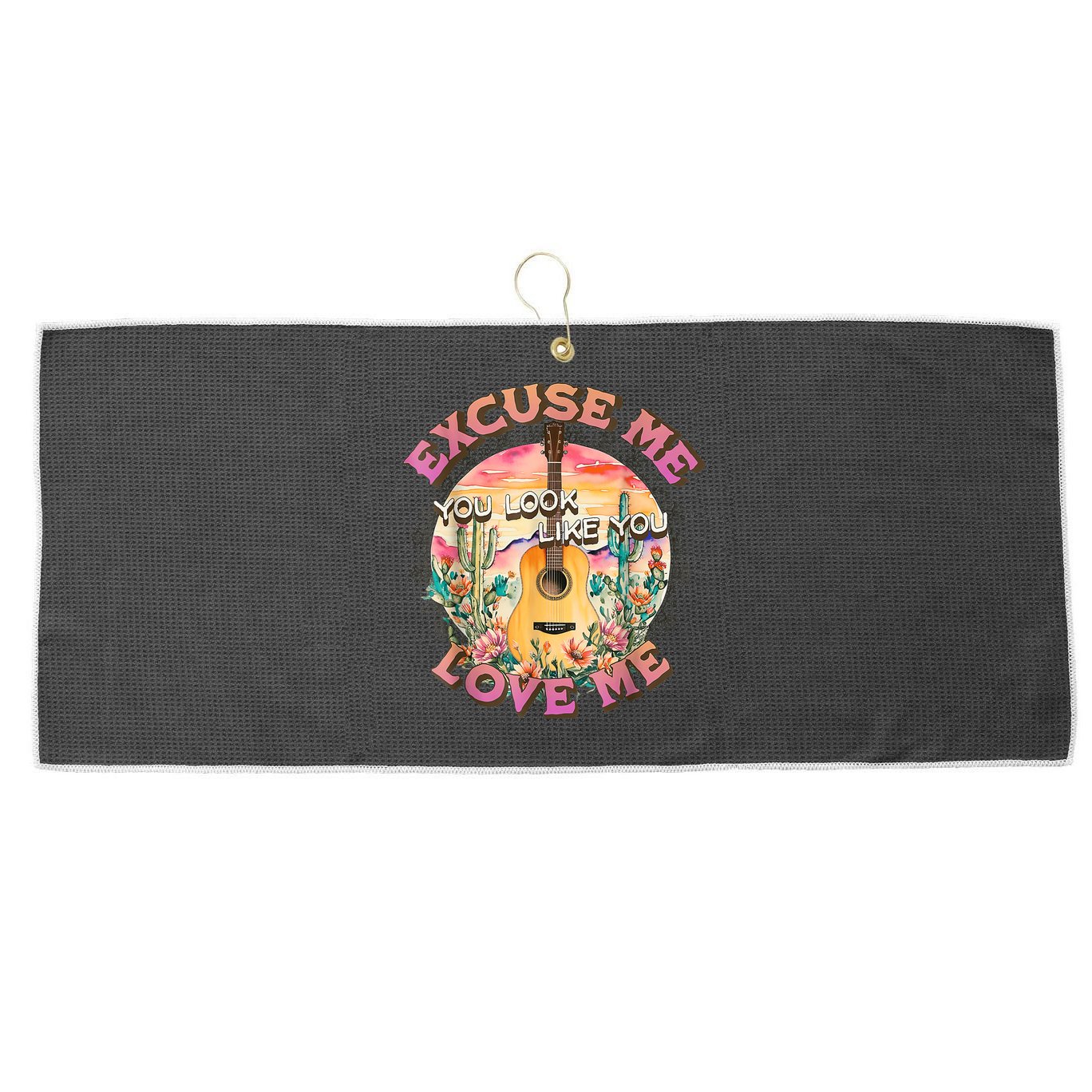 Vintage Country Music Excuse Me You Look Like You Love Me Large Microfiber Waffle Golf Towel