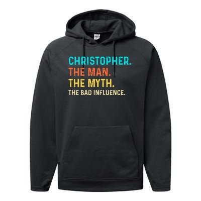 Vintage Christopher Man Myth The Bad Influence First Name Performance Fleece Hoodie