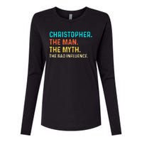 Vintage Christopher Man Myth The Bad Influence First Name Womens Cotton Relaxed Long Sleeve T-Shirt