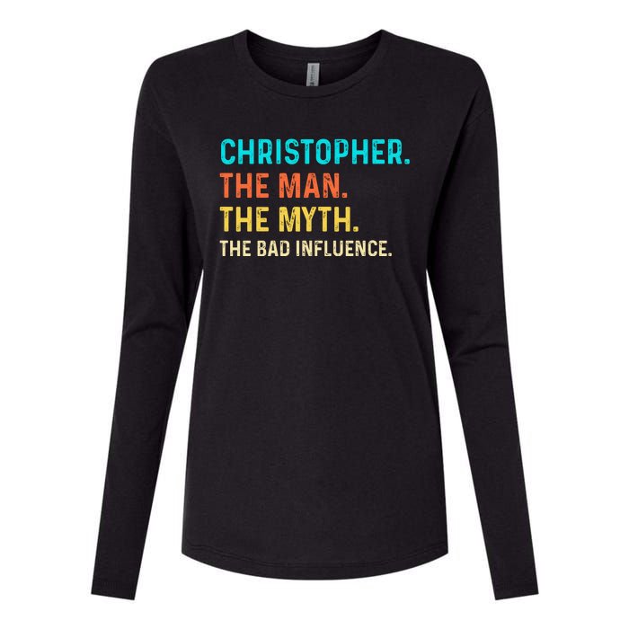 Vintage Christopher Man Myth The Bad Influence First Name Womens Cotton Relaxed Long Sleeve T-Shirt