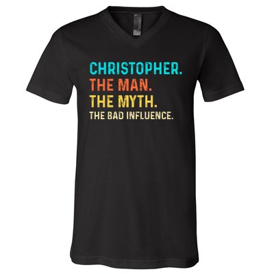 Vintage Christopher Man Myth The Bad Influence First Name V-Neck T-Shirt