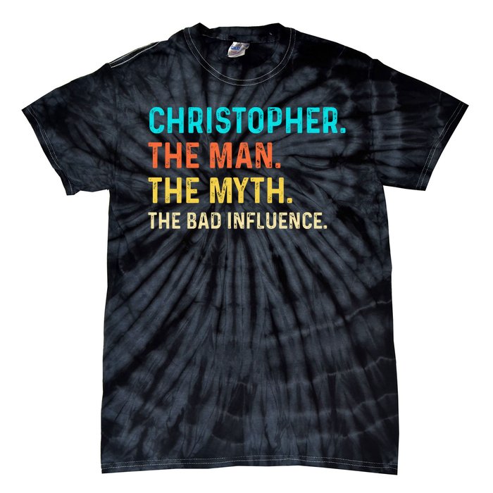 Vintage Christopher Man Myth The Bad Influence First Name Tie-Dye T-Shirt