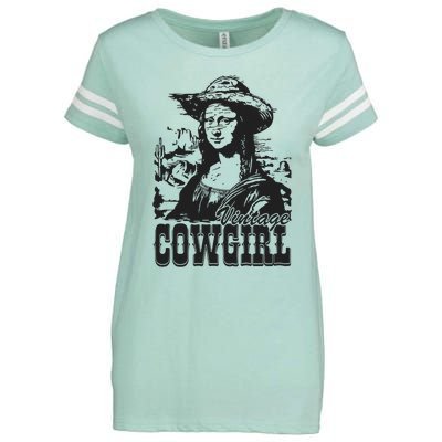 Vintage Cowgirl Mona Lisa Retro Enza Ladies Jersey Football T-Shirt