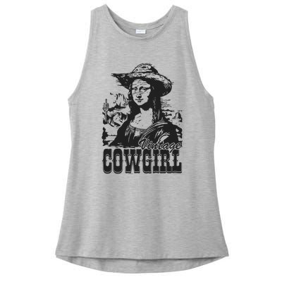 Vintage Cowgirl Mona Lisa Retro Ladies PosiCharge Tri-Blend Wicking Tank