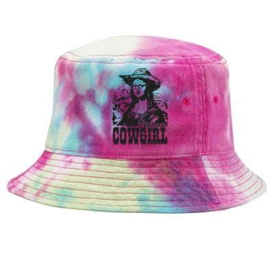 Vintage Cowgirl Mona Lisa Retro Tie-Dyed Bucket Hat