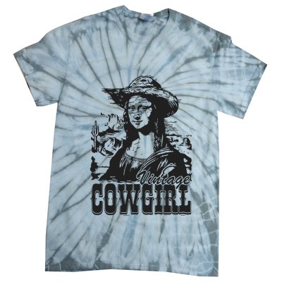 Vintage Cowgirl Mona Lisa Retro Tie-Dye T-Shirt