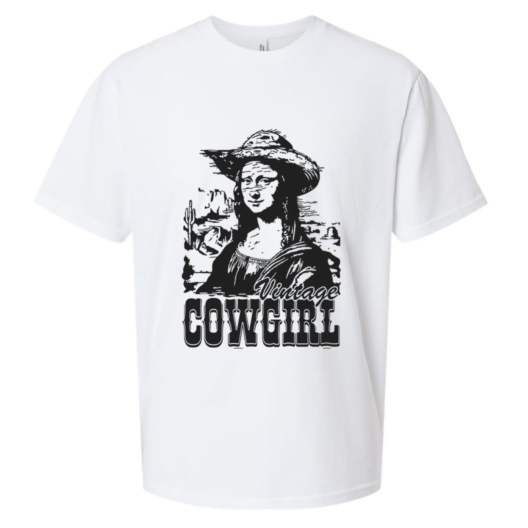 Vintage Cowgirl Mona Lisa Retro Sueded Cloud Jersey T-Shirt