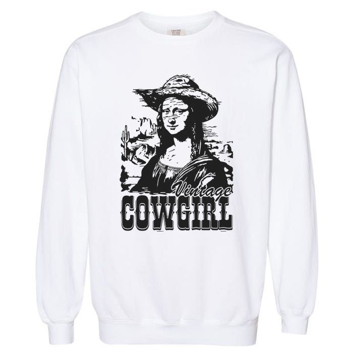 Vintage Cowgirl Mona Lisa Retro Garment-Dyed Sweatshirt