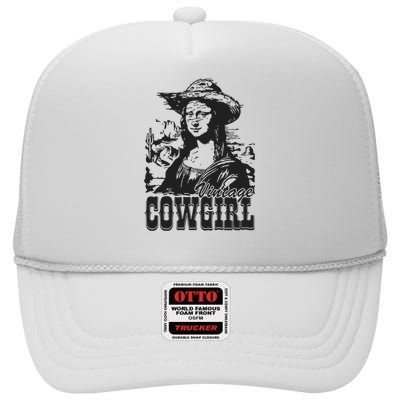 Vintage Cowgirl Mona Lisa Retro High Crown Mesh Back Trucker Hat