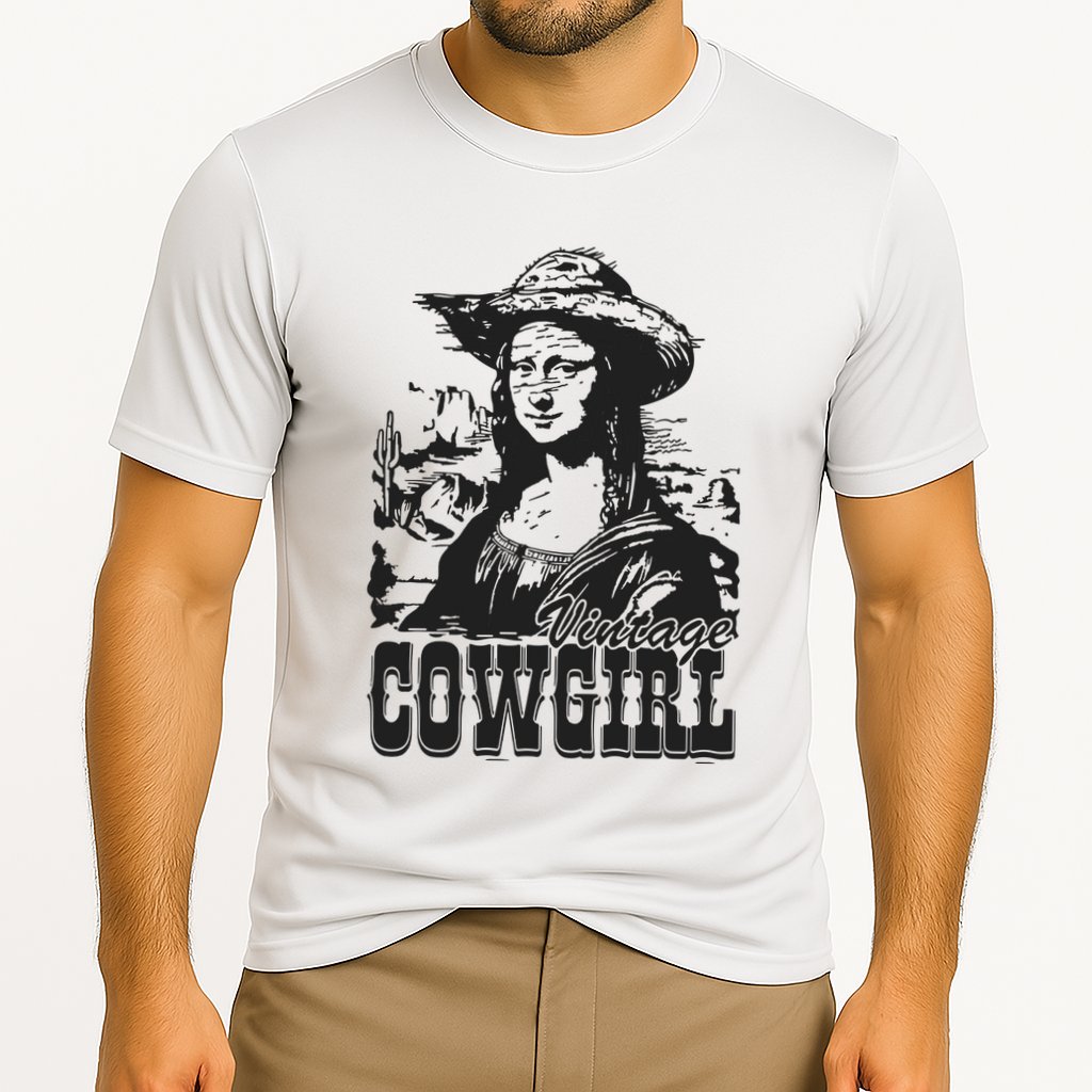 Vintage Cowgirl Mona Lisa Retro Cooling Performance Crew T-Shirt