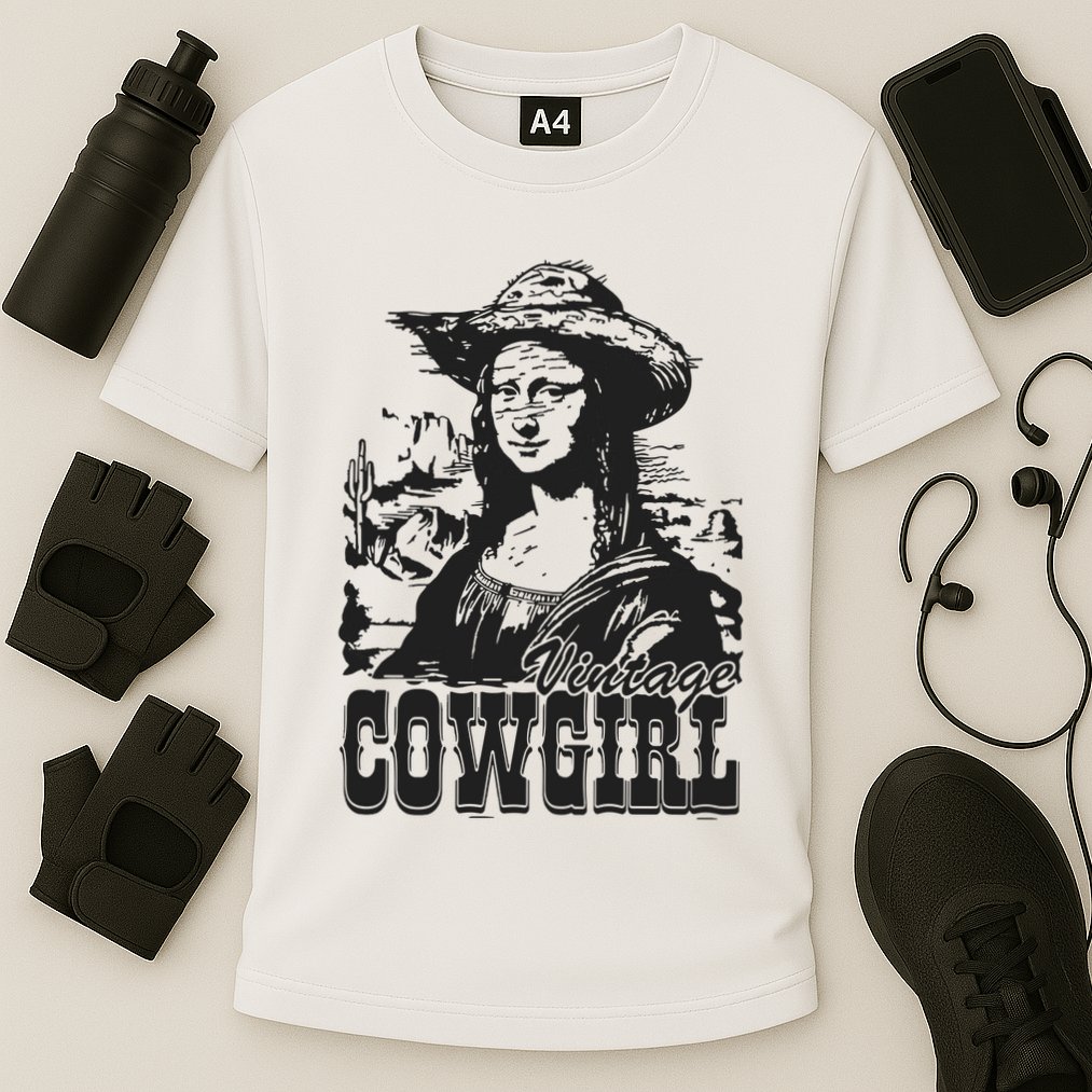 Vintage Cowgirl Mona Lisa Retro Cooling Performance Crew T-Shirt