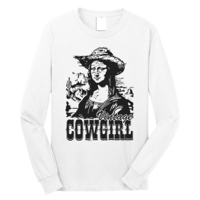 Vintage Cowgirl Mona Lisa Retro Long Sleeve Shirt