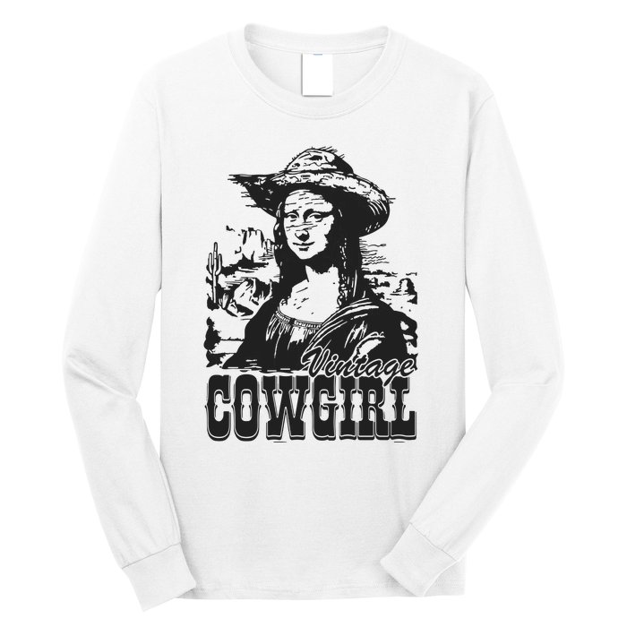 Vintage Cowgirl Mona Lisa Retro Long Sleeve Shirt