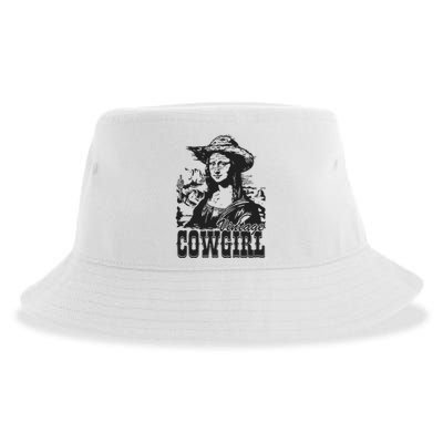 Vintage Cowgirl Mona Lisa Retro Sustainable Bucket Hat