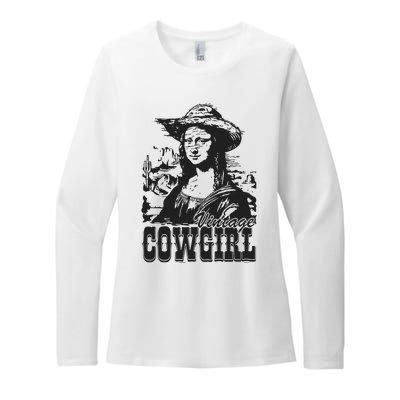 Vintage Cowgirl Mona Lisa Retro Womens CVC Long Sleeve Shirt