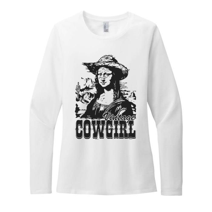 Vintage Cowgirl Mona Lisa Retro Womens CVC Long Sleeve Shirt