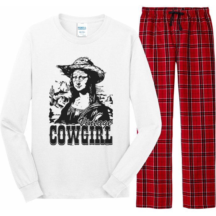 Vintage Cowgirl Mona Lisa Retro Long Sleeve Pajama Set