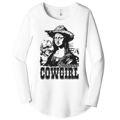 Vintage Cowgirl Mona Lisa Retro Women's Perfect Tri Tunic Long Sleeve Shirt