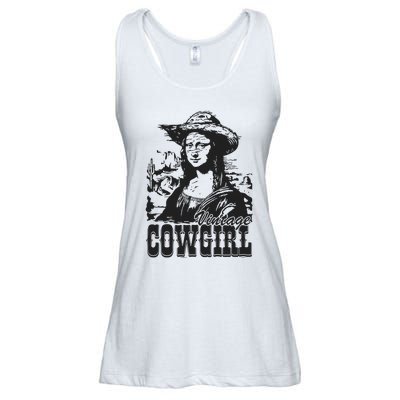 Vintage Cowgirl Mona Lisa Retro Ladies Essential Flowy Tank