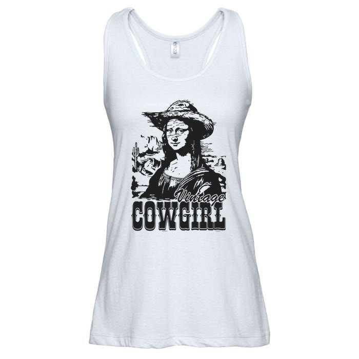 Vintage Cowgirl Mona Lisa Retro Ladies Essential Flowy Tank