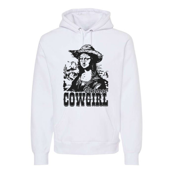 Vintage Cowgirl Mona Lisa Retro Premium Hoodie