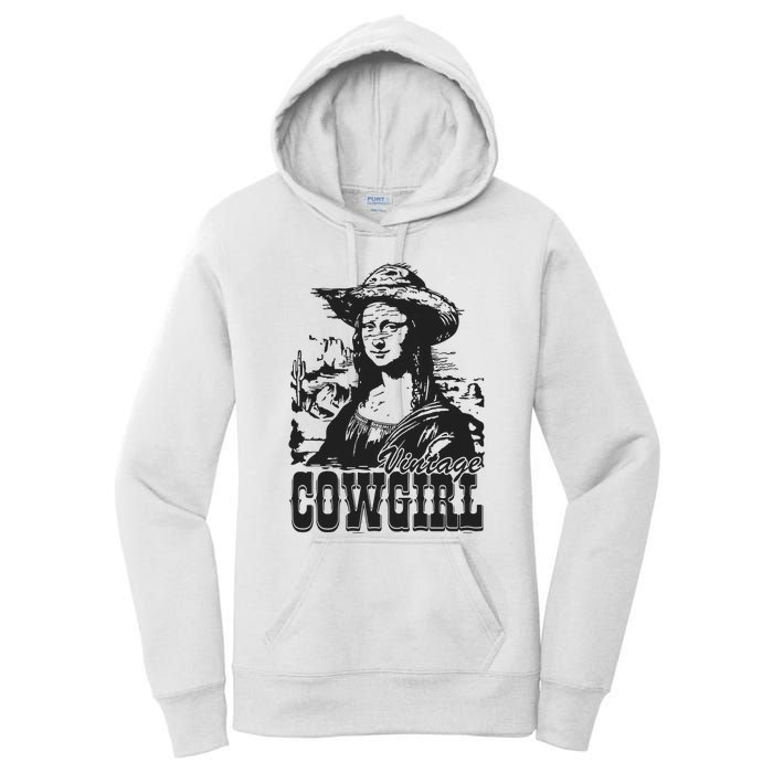 Vintage Cowgirl Mona Lisa Retro Women's Pullover Hoodie