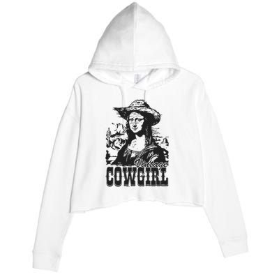 Vintage Cowgirl Mona Lisa Retro Crop Fleece Hoodie