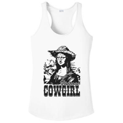 Vintage Cowgirl Mona Lisa Retro Ladies PosiCharge Competitor Racerback Tank