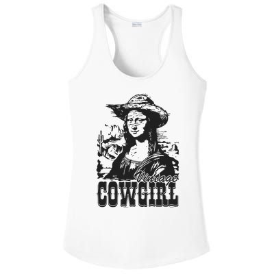 Vintage Cowgirl Mona Lisa Retro Ladies PosiCharge Competitor Racerback Tank