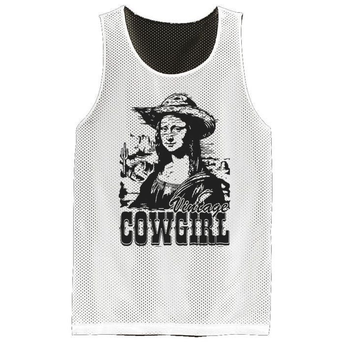 Vintage Cowgirl Mona Lisa Retro Mesh Reversible Basketball Jersey Tank