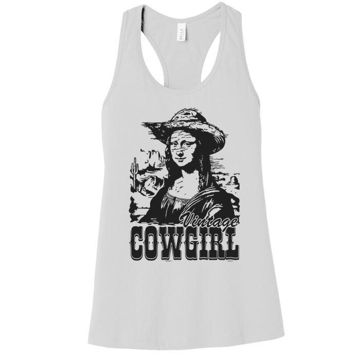 Vintage Cowgirl Mona Lisa Retro Women's Racerback Tank