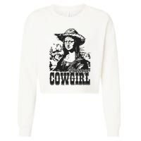 Vintage Cowgirl Mona Lisa Retro Cropped Pullover Crew