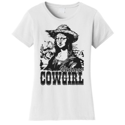 Vintage Cowgirl Mona Lisa Retro Women's T-Shirt