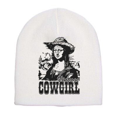 Vintage Cowgirl Mona Lisa Retro Short Acrylic Beanie