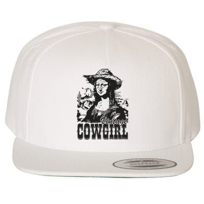 Vintage Cowgirl Mona Lisa Retro Wool Snapback Cap