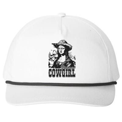 Vintage Cowgirl Mona Lisa Retro Snapback Five-Panel Rope Hat