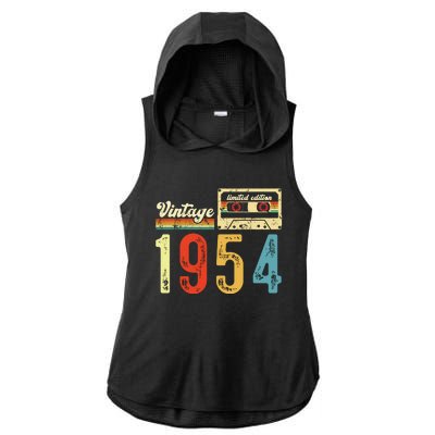 Vintage Cassette Made In 1954 Birthday Ladies PosiCharge Tri-Blend Wicking Draft Hoodie Tank