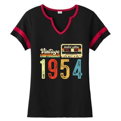 Vintage Cassette Made In 1954 Birthday Ladies Halftime Notch Neck Tee