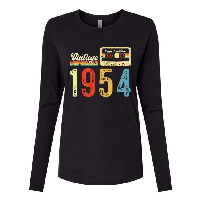 Vintage Cassette Made In 1954 Birthday Womens Cotton Relaxed Long Sleeve T-Shirt