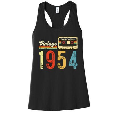 Vintage Cassette Made In 1954 Birthday Women's Racerback Tank